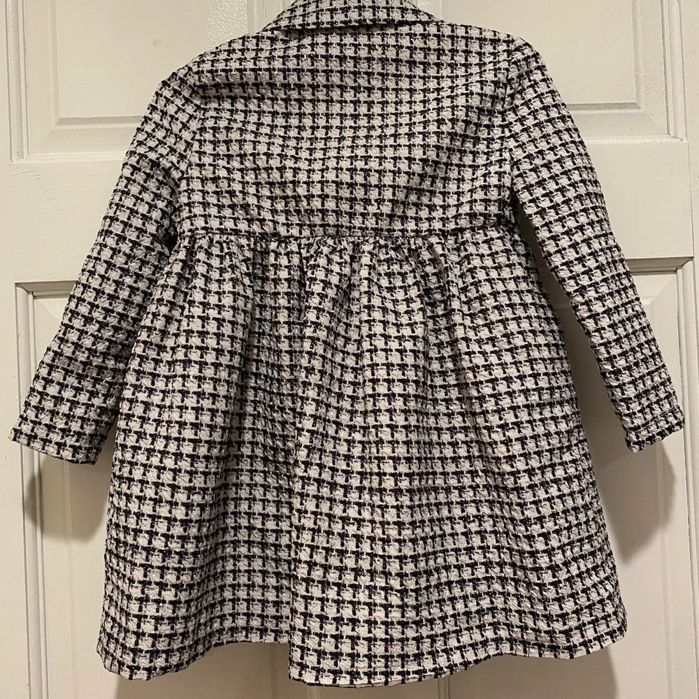 Black and White Pea Coat with Classic Houndstooth Pattern